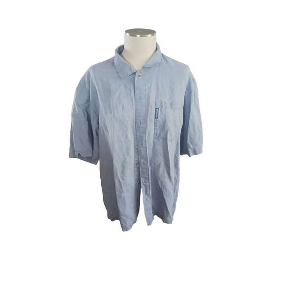 Columbia men's cotton short sleeve linen vintage casual button down shirt - Picture 1 of 3